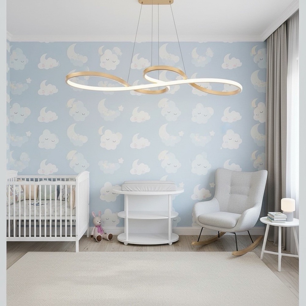 Modern Nursery LED Light Gold Dimmable Remote Lighting Fixture 29.5" New In Box